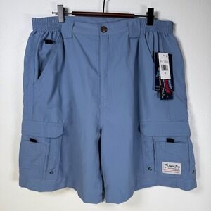 Bimini Bay Outfitters NWT Men UPF 50 Steel Blue BloodGuard Fishing Cargo Shorts